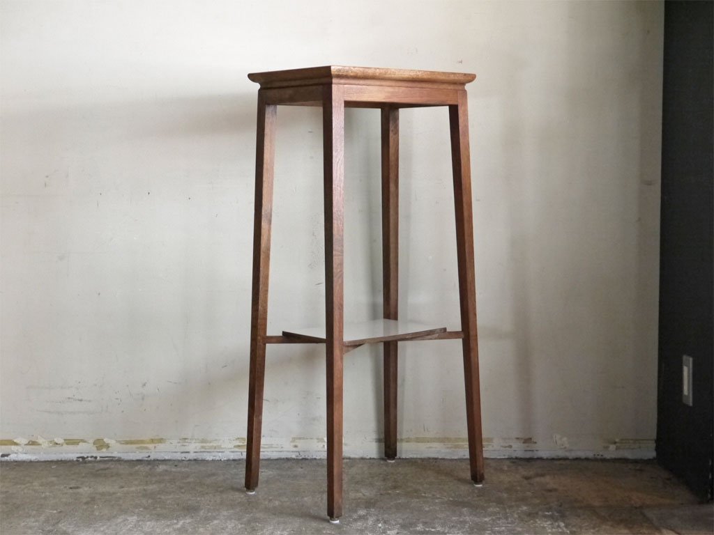 ジャパンビンテージ Japan Vintage オーク材 デコラトップ ハイテーブル サイドテーブル フラワースタンド H99cm ■