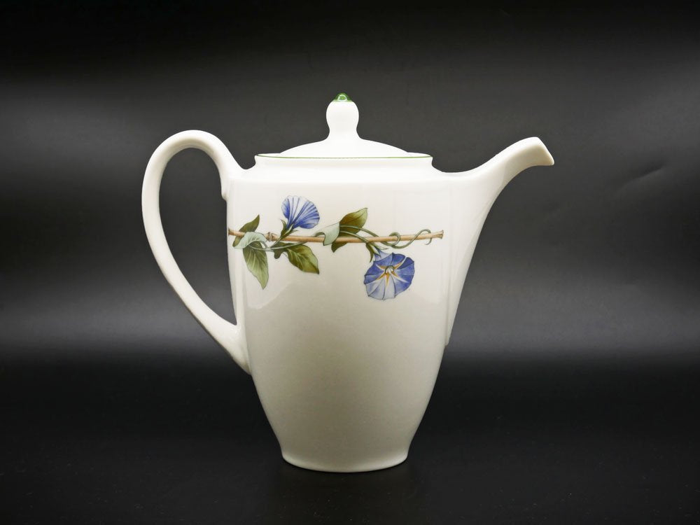 ウェッジウッド WEDGEWOOD ブルーデルフィ BLUE DELPHI コーヒーポット 朝顔 Vitro-China 英国食器 廃番 希少 ●