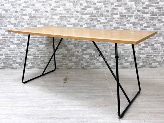 無印良品 MUJI 折りたたみテーブル ダイニングテーブル オーク材 スチール脚 W160cm ナチュラルデザイン 定価￥29,900- ●