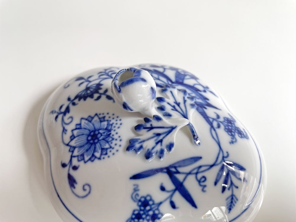 マイセン Meissen ブルーオニオン Blue Onion 蓋付き シュガーポット  陶磁器 ドイツ ♪