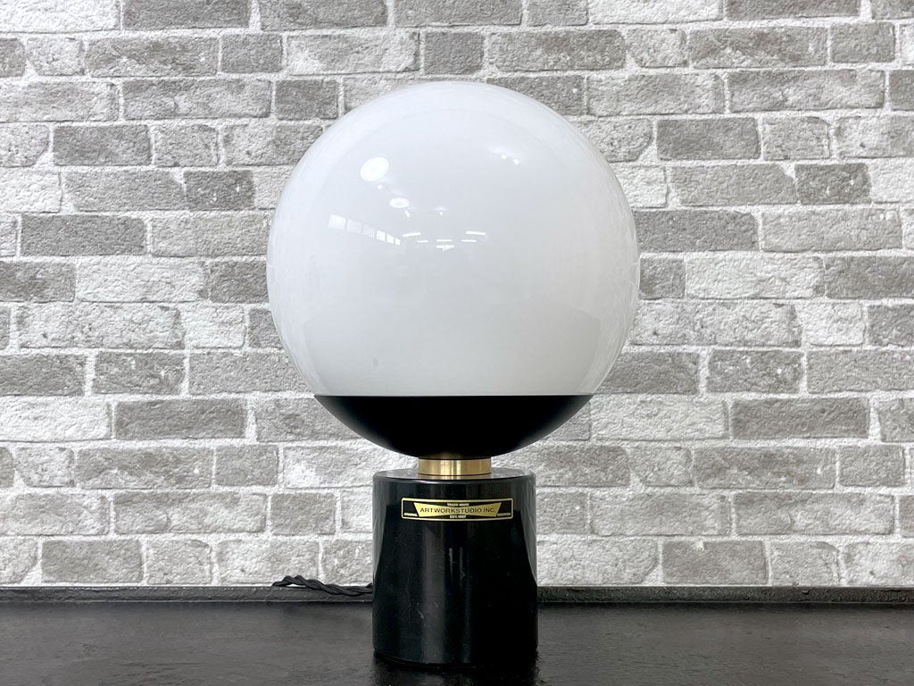 かなでもの KANADEMONO タッチマーブルラウンドテーブルランプ TOUCH MARBLE ROUND TABLE LAMP ガラス 真鍮 大理石 調光 定価￥27,000- ●