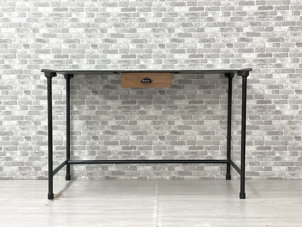 ハウス オブ フェール トラヴァイユ HOUSE OF FER TRAVAIL フランス ビンテージ アイアンデスク 机 抽斗1杯 ブラック 鋳鉄 W120cm インダストリアル 工業系 ●