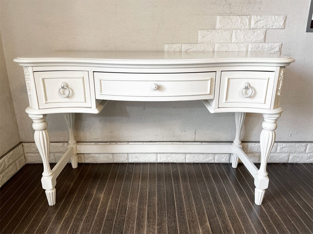 フレンチカントリースタイル French Country Style コンソールデスク 3ドロワー W122cm ホワイトペイント シャビーシック ◎