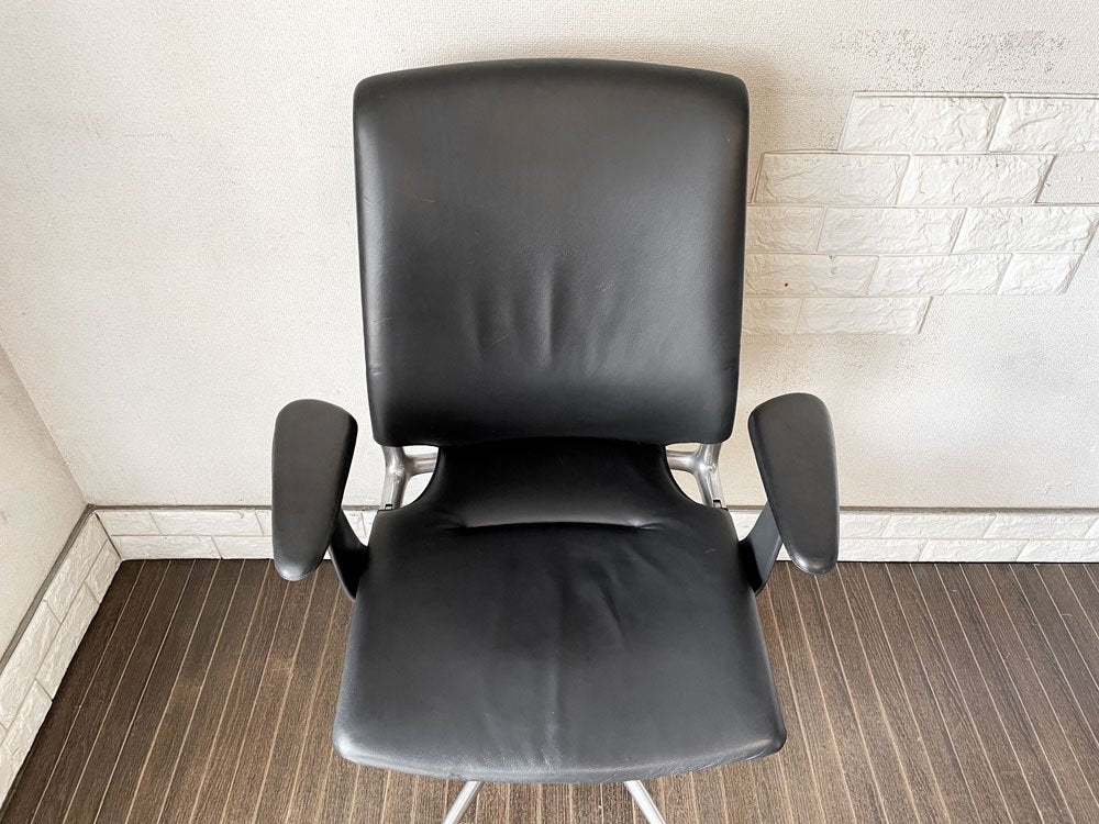 ヴィトラ vitra メダチェア Meda Chair デスクチェア ワークチェア レザー 本革 ブラック 座面昇降 リクライニング 角度調整 アルベルト・メダ 廃番 ◎