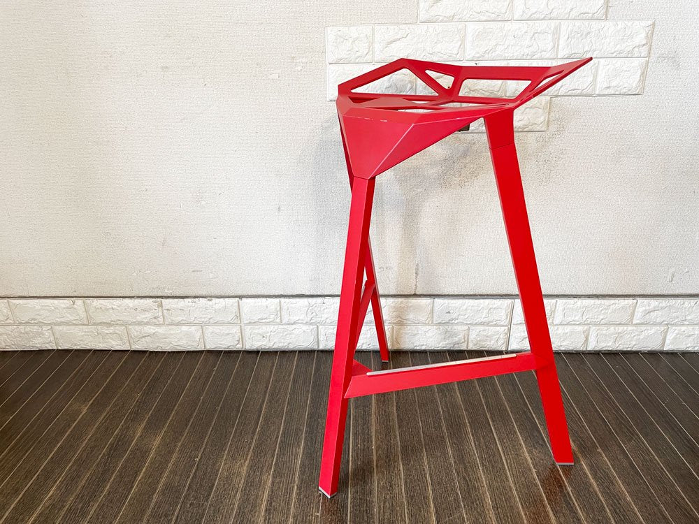 マジス MAGIS スツールワン STOOL_ONE カウンターチェア ハイスツール レッド 座面高67cm スタッキング コンスタンチン・グルチッチ イタリア 定価￥91,300- ◎