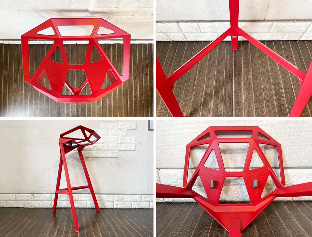 マジス MAGIS スツールワン STOOL_ONE カウンターチェア ハイスツール レッド 座面高67cm スタッキング コンスタンチン・グルチッチ イタリア 定価￥91,300- ◎