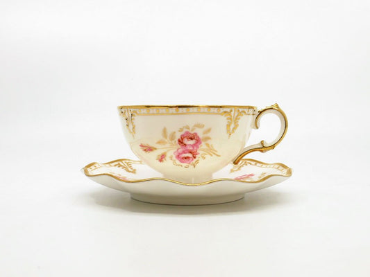 ロイヤルクラウンダービー ROYAL CROWN DERBY ピンクストンローズ Royal Pinxton Rose ティーカップ＆ソーサー C&S ボーンチャイナ 金彩 英国 B ●