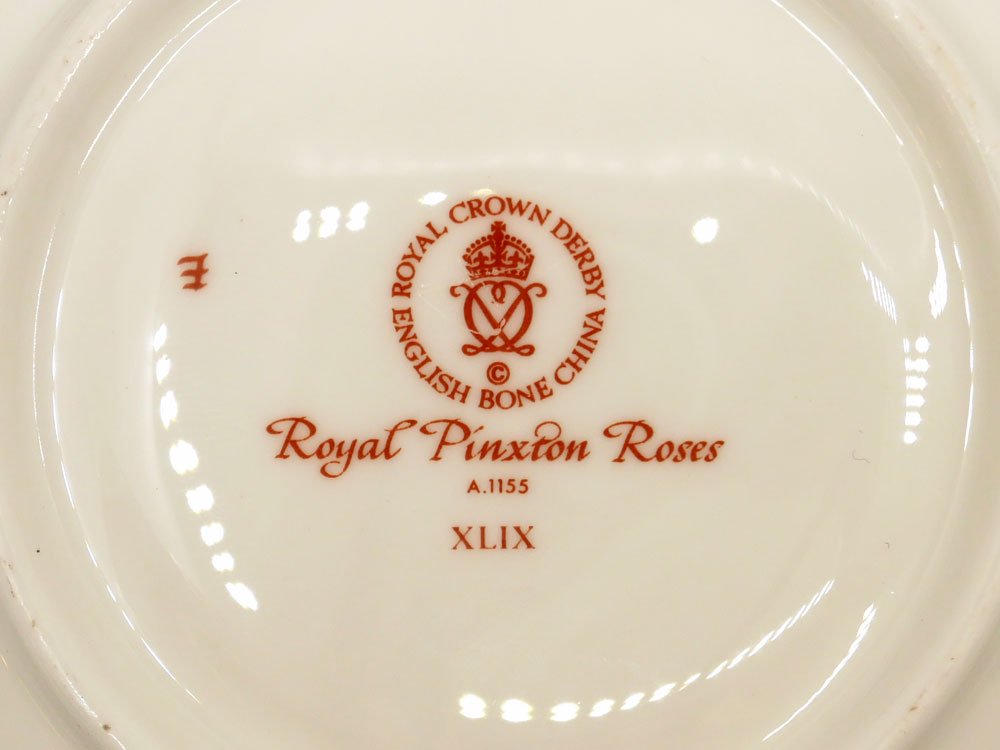 ロイヤルクラウンダービー ROYAL CROWN DERBY ピンクストンローズ Royal Pinxton Rose ティーカップ＆ソーサー C&S ボーンチャイナ 金彩 英国 B ●