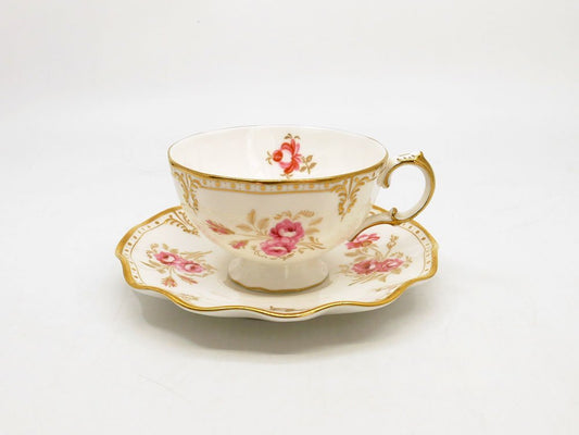 ロイヤルクラウンダービー ROYAL CROWN DERBY ピンクストンローズ Royal Pinxton Rose ティーカップ＆ソーサー C&S ボーンチャイナ 金彩 英国 A ●