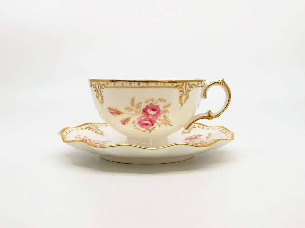 ロイヤルクラウンダービー ROYAL CROWN DERBY ピンクストンローズ Royal Pinxton Rose ティーカップ＆ソーサー C&S ボーンチャイナ 金彩 英国 A ●