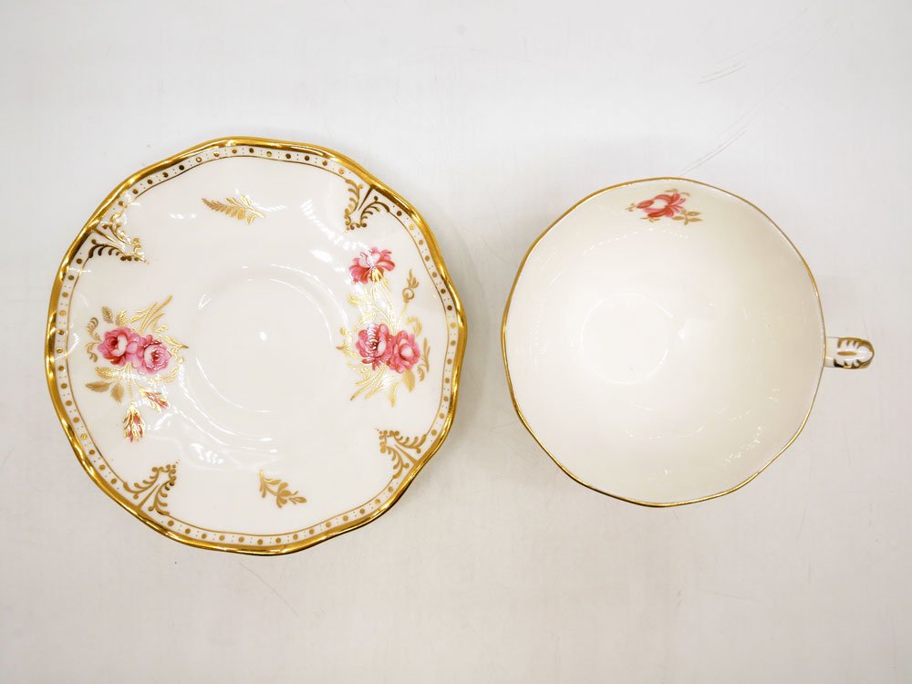 ロイヤルクラウンダービー ROYAL CROWN DERBY ピンクストンローズ Royal Pinxton Rose ティーカップ＆ソーサー C&S ボーンチャイナ 金彩 英国 A ●