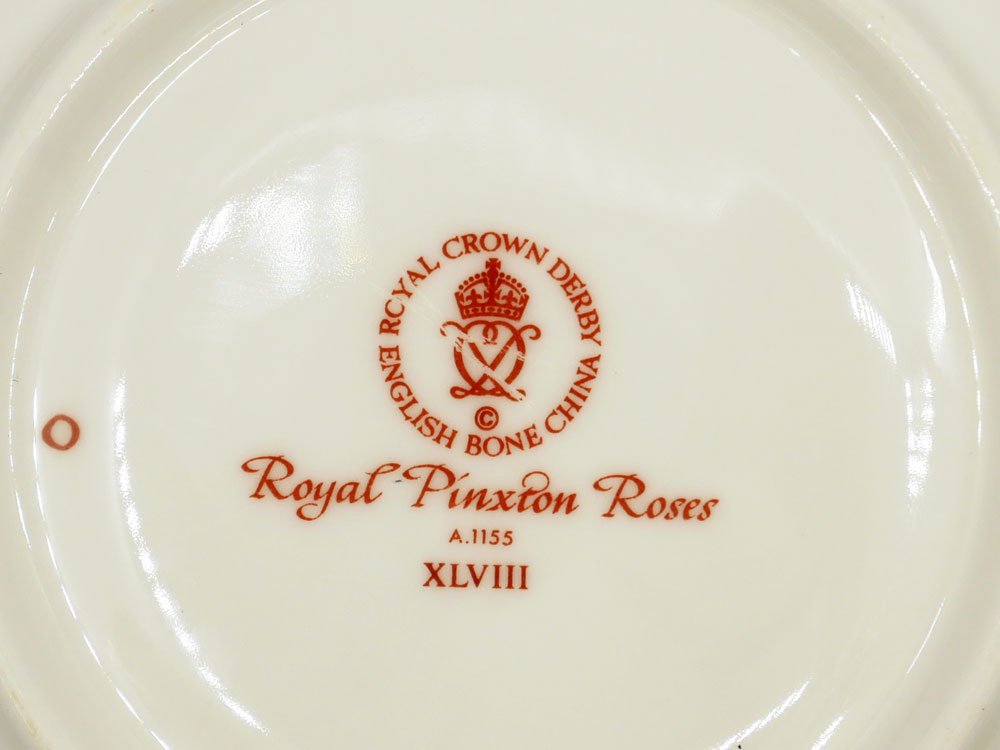 ロイヤルクラウンダービー ROYAL CROWN DERBY ピンクストンローズ Royal Pinxton Rose ティーカップ＆ソーサー C&S ボーンチャイナ 金彩 英国 A ●