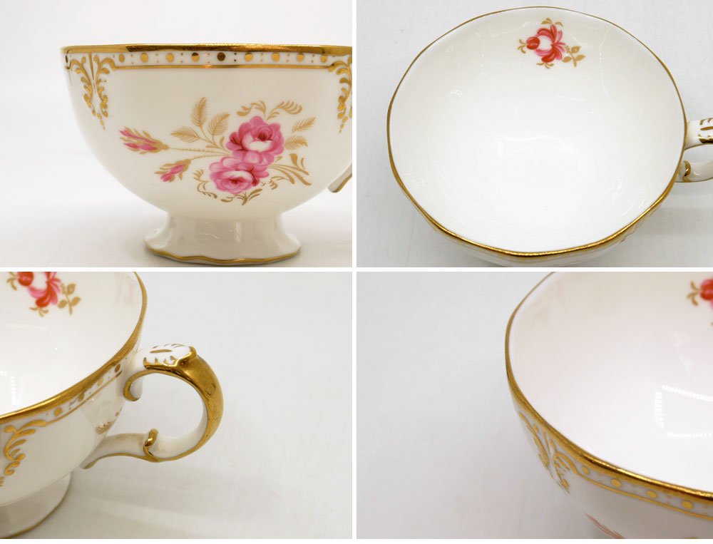 ロイヤルクラウンダービー ROYAL CROWN DERBY ピンクストンローズ Royal Pinxton Rose ティーカップ＆ソーサー C&S ボーンチャイナ 金彩 英国 A ●