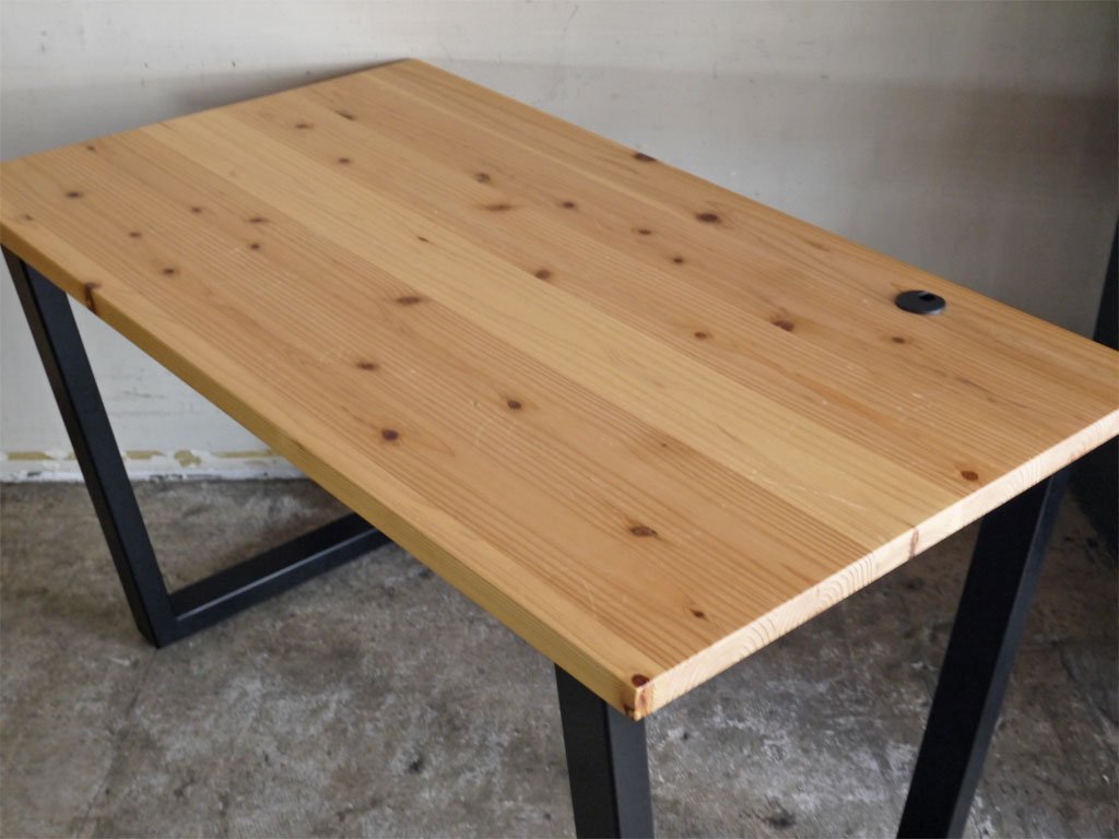 かなでもの KANADEMONO ザ・テーブル THE TABLE 無垢集成材天板 ナチュラル × ブラックスチール W120cm ■