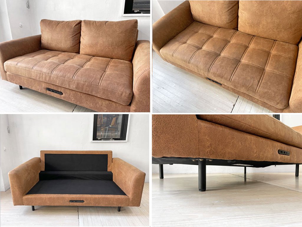 ジャーナルスタンダードファニチャー j.s.F ピーエスエフソファ PSF SOFA 2P ソファ ブラウン ファブリック 撥水 コンセント付き 定価 \99,000- 現状品 ★