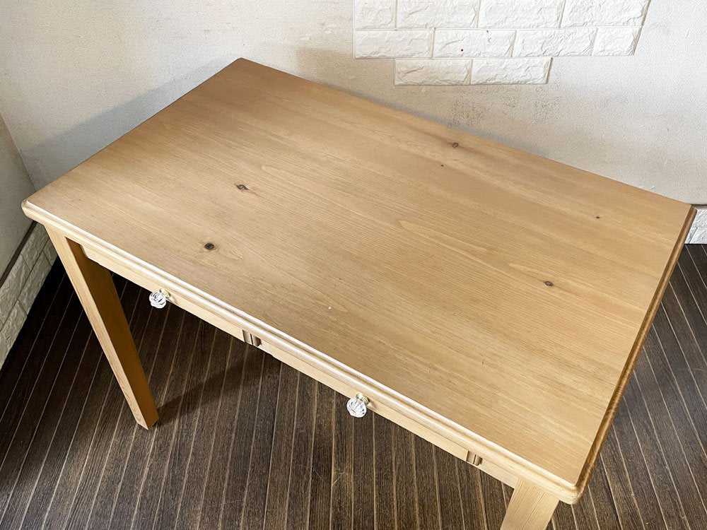 ポプリローカルファニチャー POPURRI LOCAL FURNITURE パイン材 デスク ワークテーブル ダイニングテーブル W100.5cm 2ドロワー カントリースタイル ◎