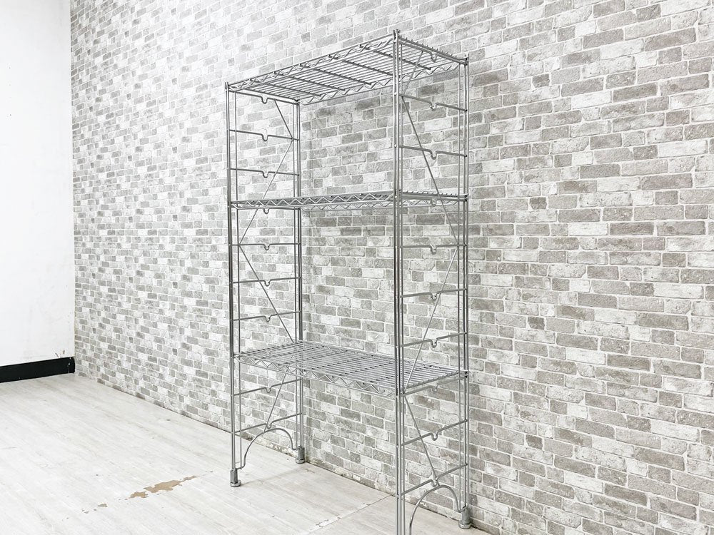 エレクター ERECTA スタンダード ファーストシリーズ Sシリーズ 3段 H135cm スチールラック ワイヤーシェルフ スリム収納 定価約37,000円 ●