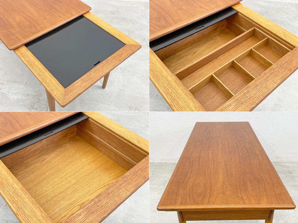 デンマーク ビンテージ Danish Vintage コーヒーテーブル Coffee table チーク材 スライド天板収納ボックス付 〓