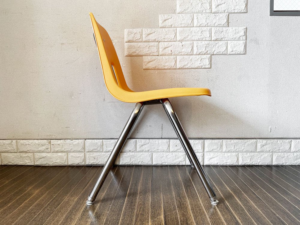 バルコ VIRCO チェア 9000 Chair スタッキングチェア パンプキン プラスチックシート × スチール脚 米国家具 ミッドセンチュリーデザイン 定価￥21,450- ◎