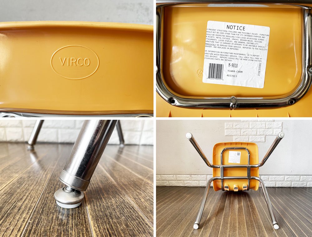 バルコ VIRCO チェア 9000 Chair スタッキングチェア パンプキン プラスチックシート × スチール脚 米国家具 ミッドセンチュリーデザイン 定価￥21,450- ◎