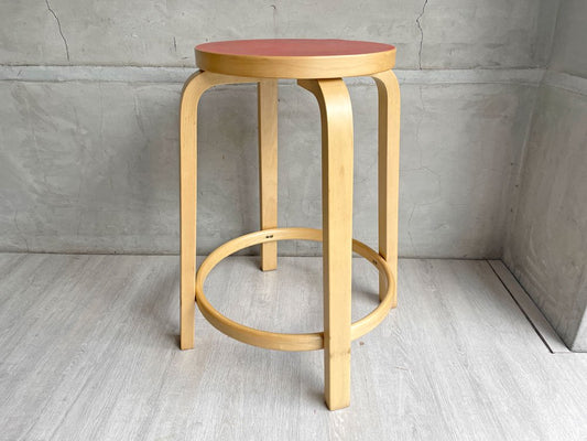 アルテック artek バースツール64 Bar Stool 64 リノリウム レッド バーチ材 アルヴァ・アアルト ♪