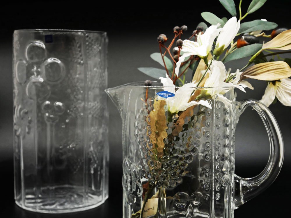 アラビア ARABIA ヌータヤルヴィ Nuutajarvi フローラ Flora ガラス ベース 花瓶 オイバ・トイッカ  フィンランド ビンテージ 北欧雑貨 ●