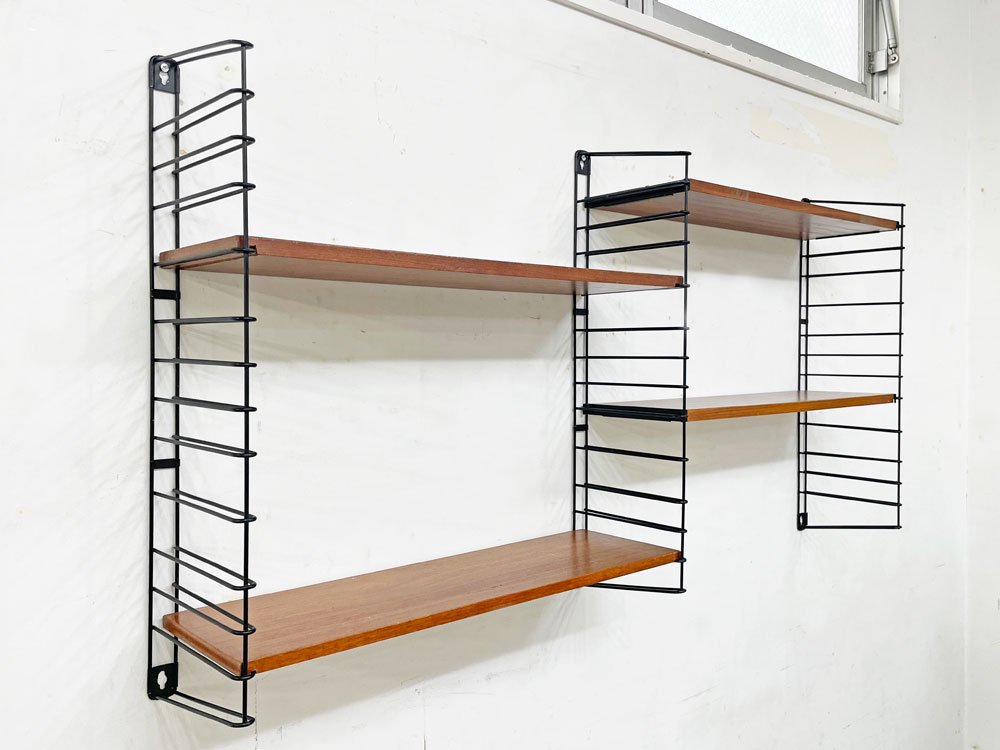 トマド TOMADO メタルウォールシェルフ METAL WALL SHELF チーク材 スチール A.D.Dekker 飾り棚 壁掛け オランダビンテージ ●