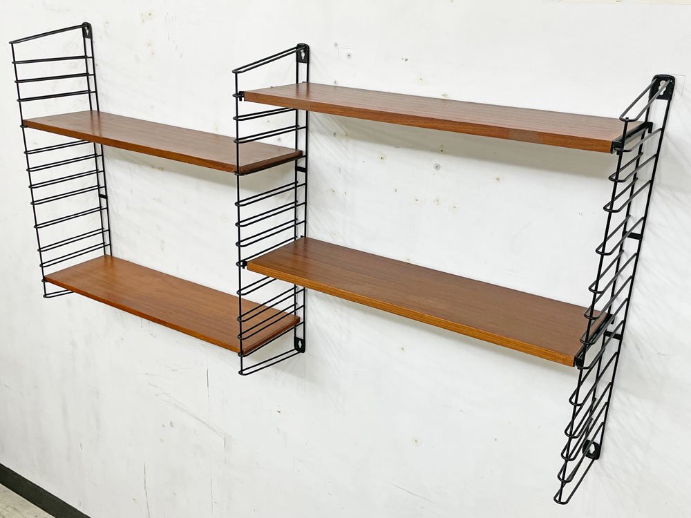 トマド TOMADO メタルウォールシェルフ METAL WALL SHELF チーク材 スチール A.D.Dekker 飾り棚 壁掛け オランダビンテージ ●