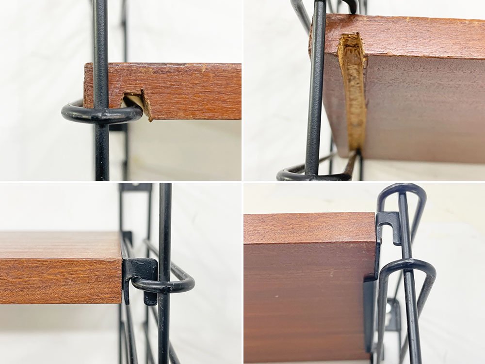 トマド TOMADO メタルウォールシェルフ METAL WALL SHELF チーク材 スチール A.D.Dekker 飾り棚 壁掛け オランダビンテージ ●