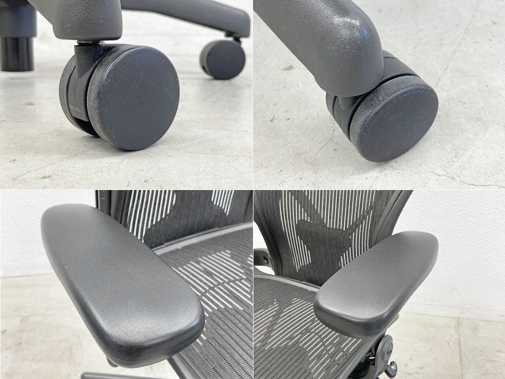 ハーマンミラー Herman Miller アーロンチェア Bサイズ フル装備 ポスチャーフィット デスクチェア バナナクッション・ポスチャーフィットパッド新品交換 〓