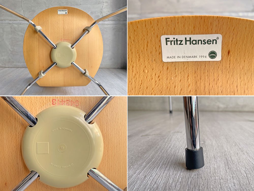 フリッツハンセン Fritz Hansen アントチェア 4本脚 ナチュラルウッド アルネ・ヤコブセン 北欧家具 ♪