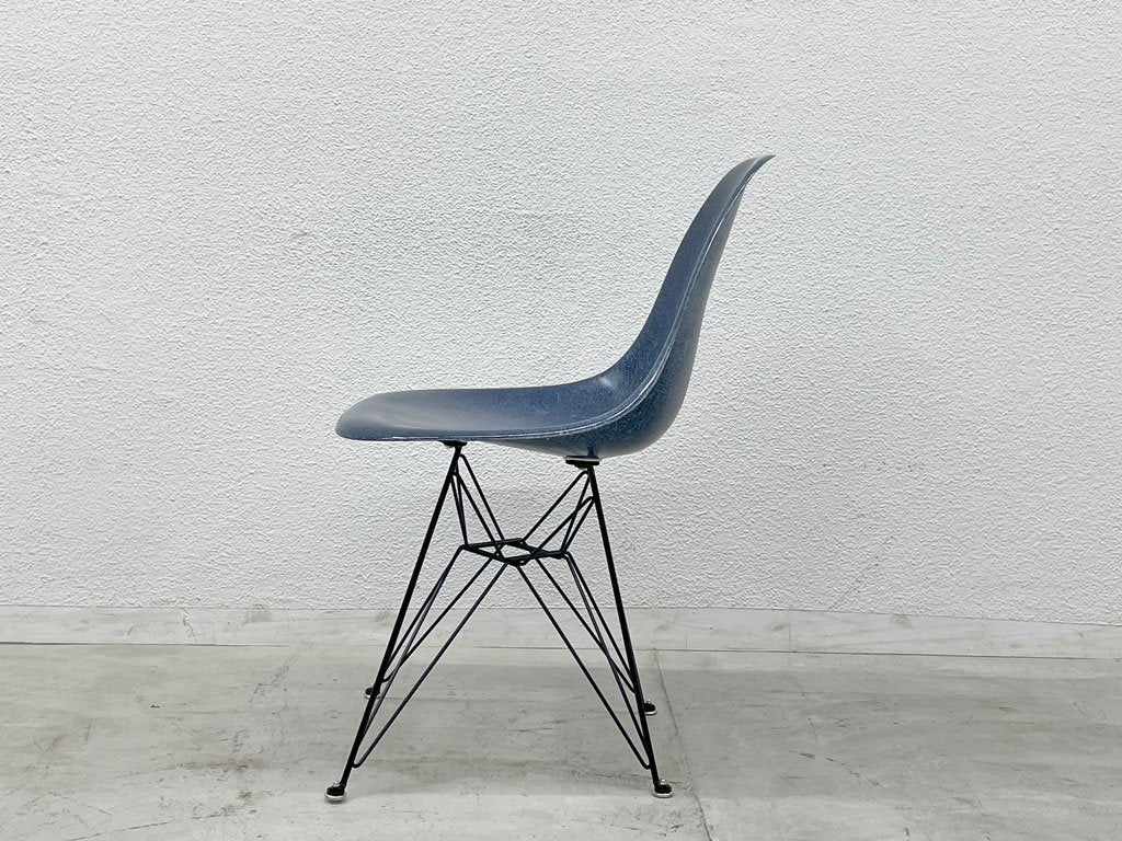 ハーマンミラー Herman Miller サイドシェルチェア 現行FRP製 ネイビーシェル 1stタイプ ブラック エッフェルベース C&Rイームズ DSR ミッドセンチュリー 〓