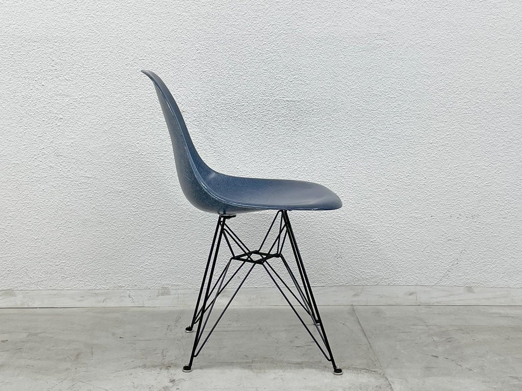 ハーマンミラー Herman Miller サイドシェルチェア 現行FRP製 ネイビーシェル 1stタイプ ブラック エッフェルベース C&Rイームズ DSR ミッドセンチュリー 〓