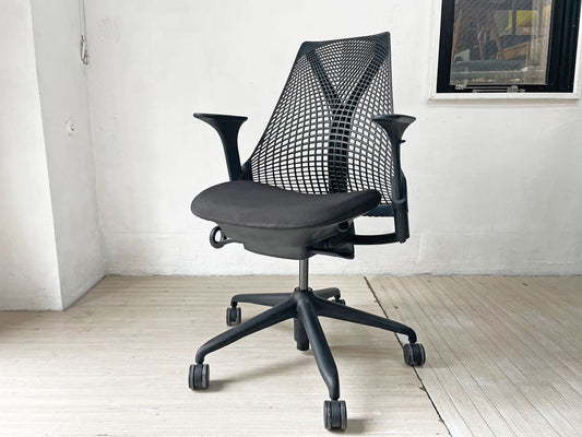 ハーマンミラー Herman Miller セイルチェア SAYL CHAIR デスクチェア オフィスチェア ミドルバック ブラック 2020年製 ★