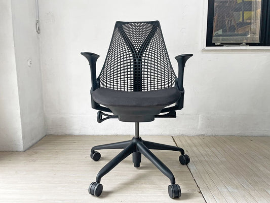 ハーマンミラー Herman Miller セイルチェア SAYL CHAIR デスクチェア オフィスチェア ミドルバック ブラック 2020年製 ★