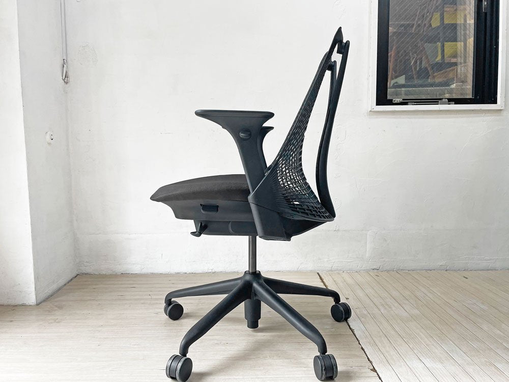 ハーマンミラー Herman Miller セイルチェア SAYL CHAIR デスクチェア オフィスチェア ミドルバック ブラック 2020年製 ★