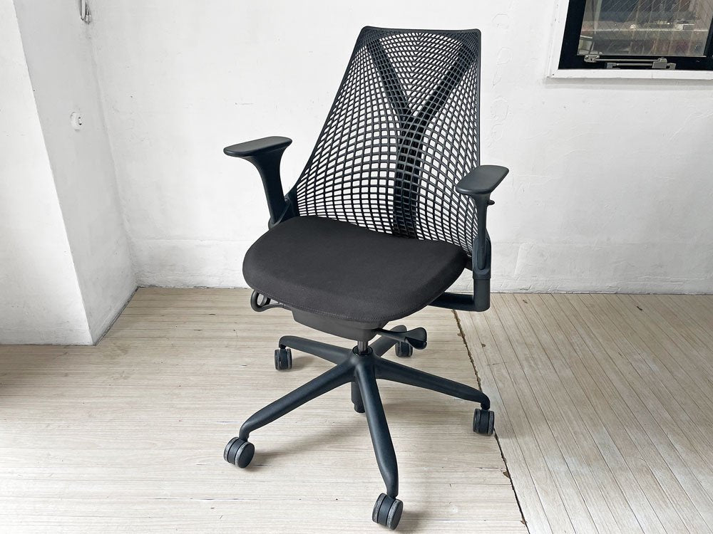 ハーマンミラー Herman Miller セイルチェア SAYL CHAIR デスクチェア オフィスチェア ミドルバック ブラック 2020年製 ★