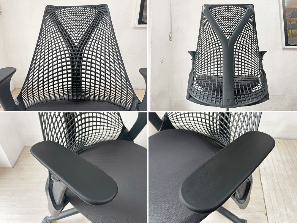 ハーマンミラー Herman Miller セイルチェア SAYL CHAIR デスクチェア オフィスチェア ミドルバック ブラック 2020年製 ★