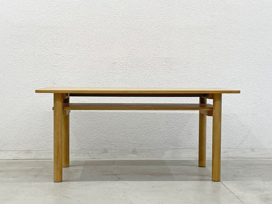 無印良品 MUJI 木製ミドル テーブル コーヒーテーブル 高さ50ｃｍ オーク材 ラバーウッド ソファ テーブル 廃盤 展示品相当 〓