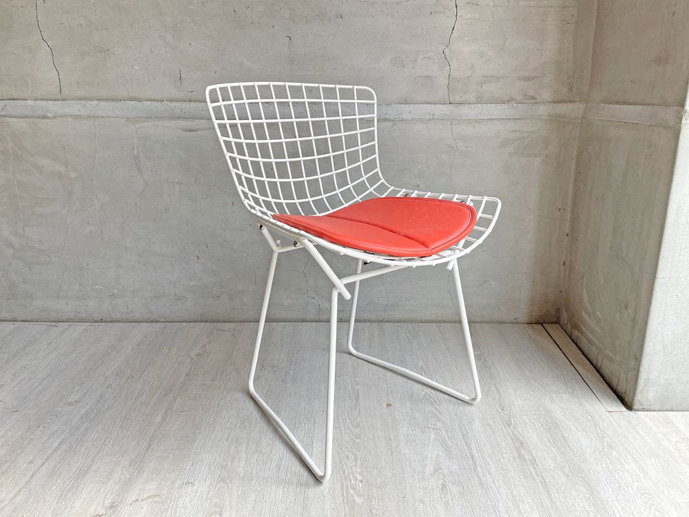 ノル Knoll サイドチェア キッズサイズ ワイヤーチェア キッズチェア ハリー・ベルトイア Harry Bertoia ホワイト パッド付 廃番 ♪