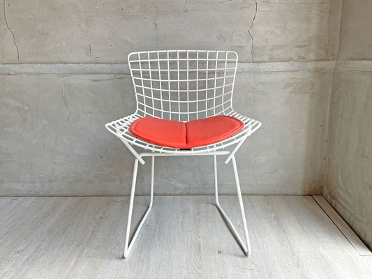 ノル Knoll サイドチェア キッズサイズ ワイヤーチェア キッズチェア ハリー・ベルトイア Harry Bertoia ホワイト パッド付 廃番 ♪