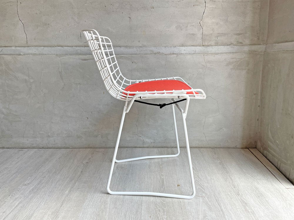 ノル Knoll サイドチェア キッズサイズ ワイヤーチェア キッズチェア ハリー・ベルトイア Harry Bertoia ホワイト パッド付 廃番 ♪