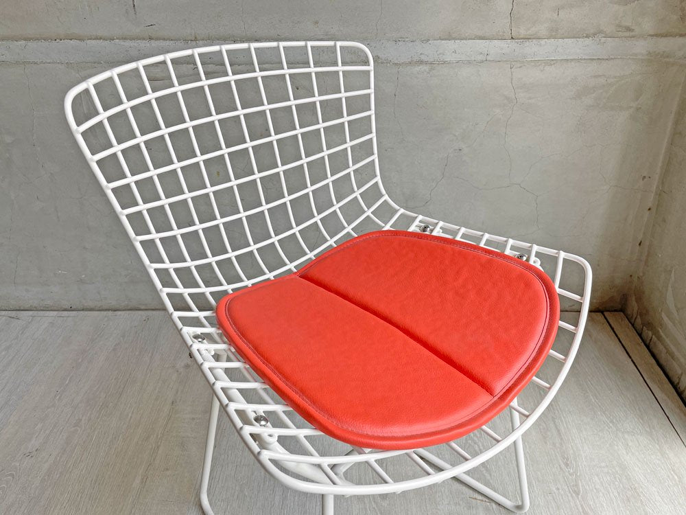 ノル Knoll サイドチェア キッズサイズ ワイヤーチェア キッズチェア ハリー・ベルトイア Harry Bertoia ホワイト パッド付 廃番 ♪