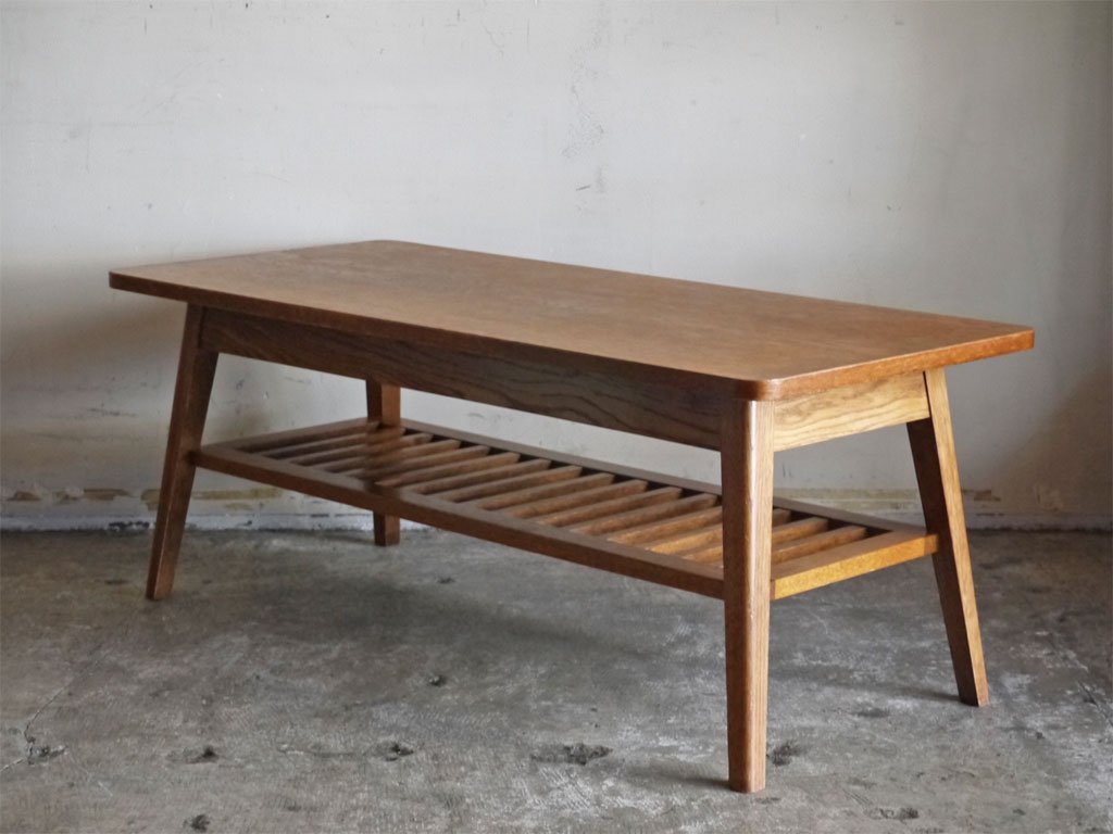 パシフィックファニチャーサービス PACIFIC FURNITURE SERVICE ローテーブル DH TEA TABLE WITH SHELF Sサイズ ダークブラウン オーク材 P.F.S ■