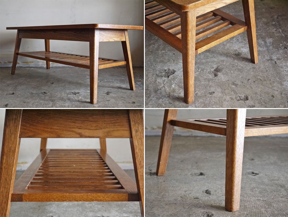 パシフィックファニチャーサービス PACIFIC FURNITURE SERVICE ローテーブル DH TEA TABLE WITH SHELF Sサイズ ダークブラウン オーク材 P.F.S ■