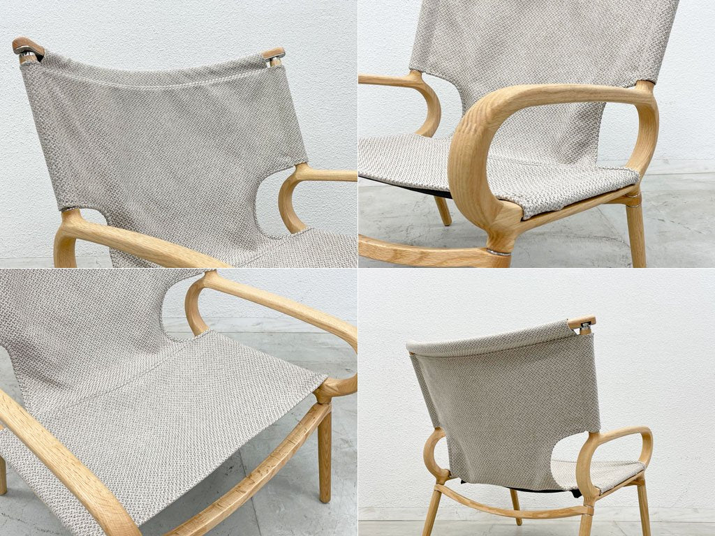 イキキ IKIKI グランドチェア Grand Chair オーク材 グレーベージュ ファブリック アウトドアチェア 折畳 ウッド キャンプチェア 美品 ほぼ使用感なし 〓