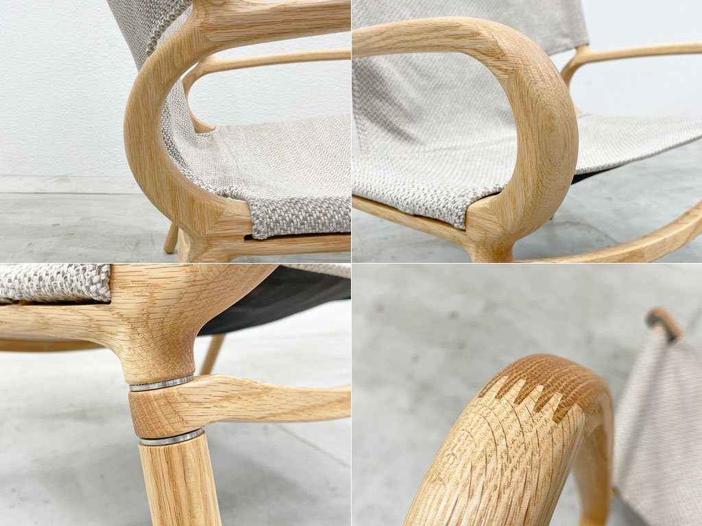 イキキ IKIKI グランドチェア Grand Chair オーク材 グレーベージュ ファブリック アウトドアチェア 折畳 ウッド キャンプチェア 美品 ほぼ使用感なし 〓