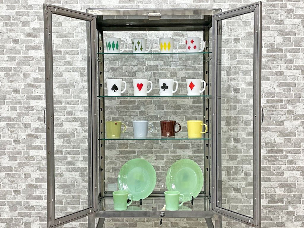 ダルトン DULTON ドクターキャビネット Doctor cabinet S ケビント キュリオケース ディスプレイラック 飾り棚 ガラス スチール RAW仕上げ 定価\88,000- ●