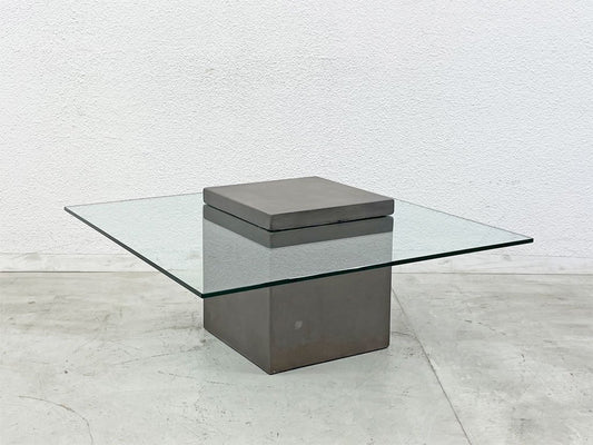 モーダエンカーサ moda en casa フライングテーブル FLYING TABLE コンクリートベース ガラス ローテーブル 定価 ￥72,600- 〓