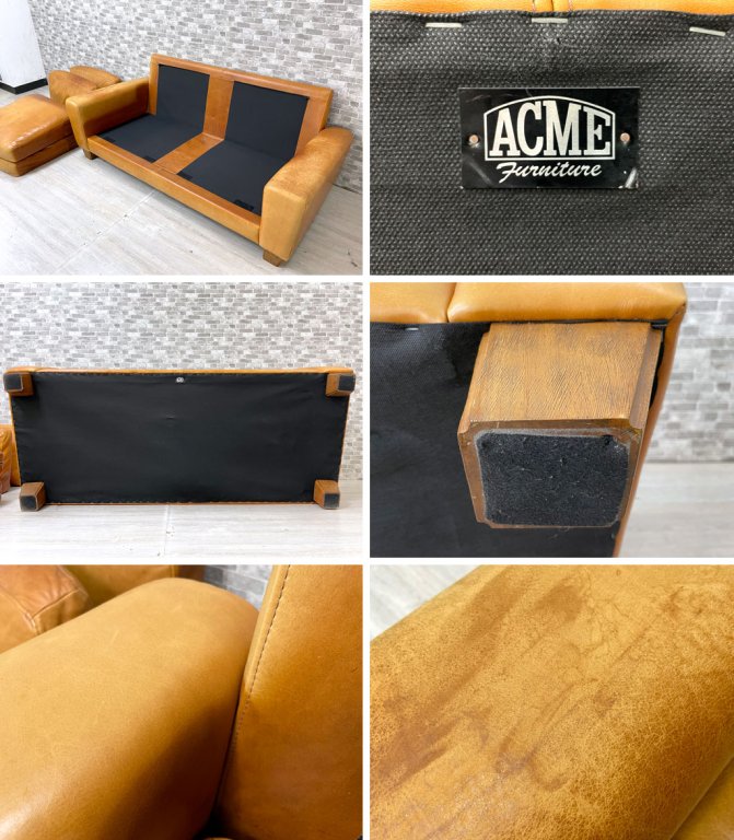 アクメファニチャー ACME Furniture フレスノ FRESNO ソファ 3シーター ヴィンテージスタイル オイルレザー 本革 定価￥385,000- ●